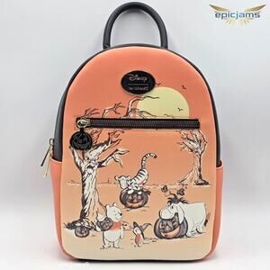 Disney Winnie The Pooh Orange Pumpkins Halloween Mini Backpack Bag New